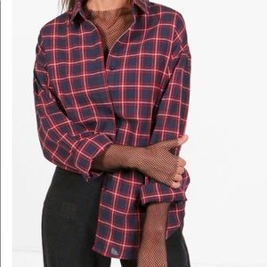 Brand new olivia fishnet insert button down shirt